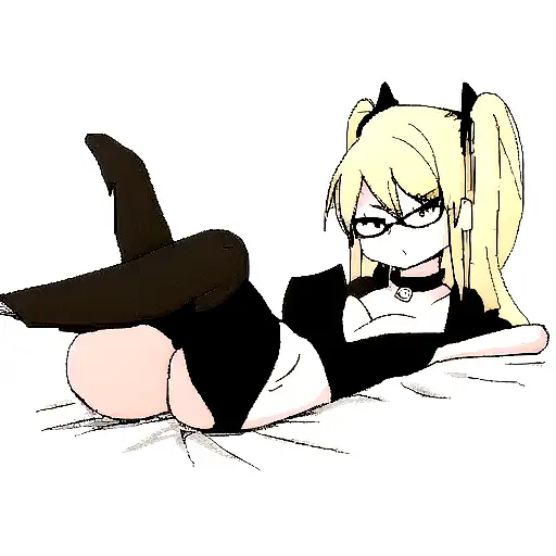 Blond Girl In Black Top And Collar And Stocking