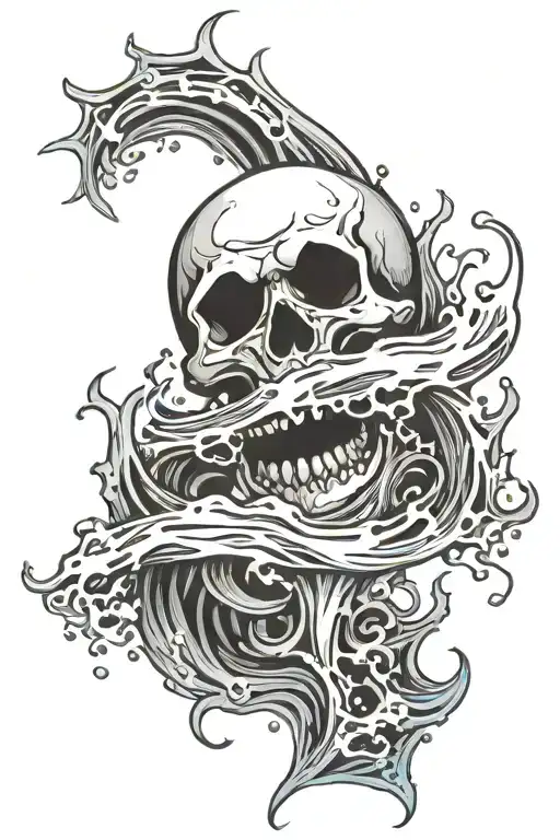 Water And Trident With Waves And Ghost