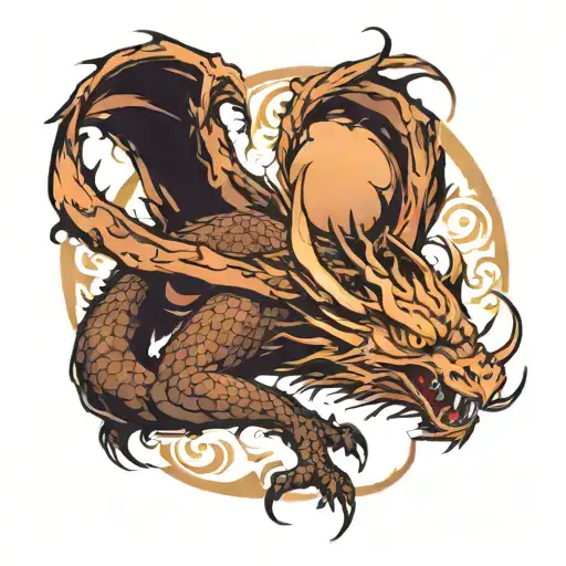 Dragon With Moon Flying