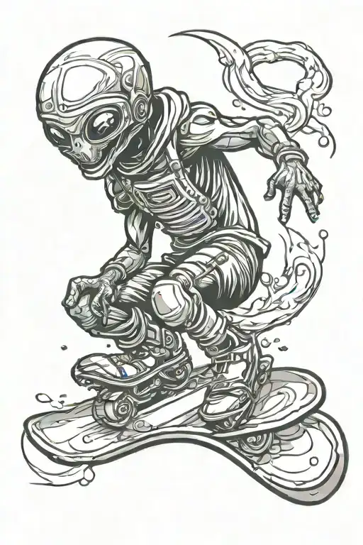 Alien Riding A Snowboard