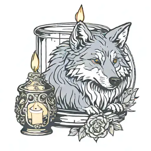 A Candle With A Wolf Protecting It