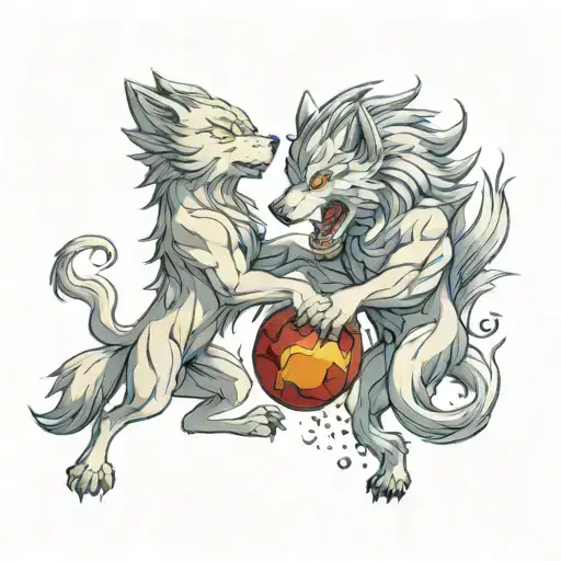 Wolf And Griffin Fighting Each Other