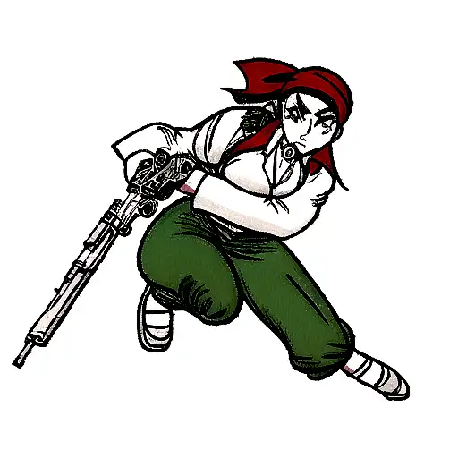 Gangster Woman With Bandana Holding A Smith N Wesson 38