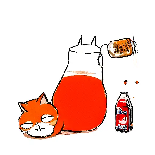 Orange Fat Cat Drinking A Bottle Of Soda