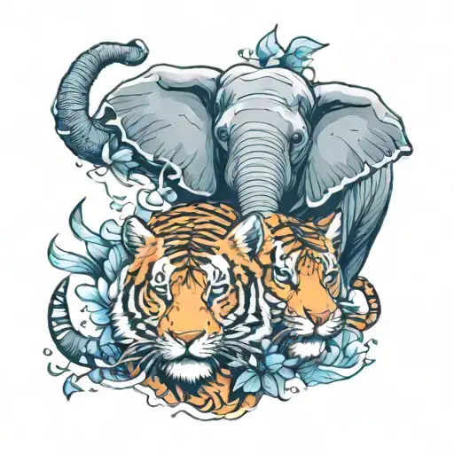 Elephant And Tiger