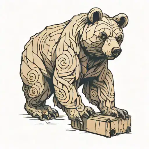 Bear Made Entirely Of Wood
