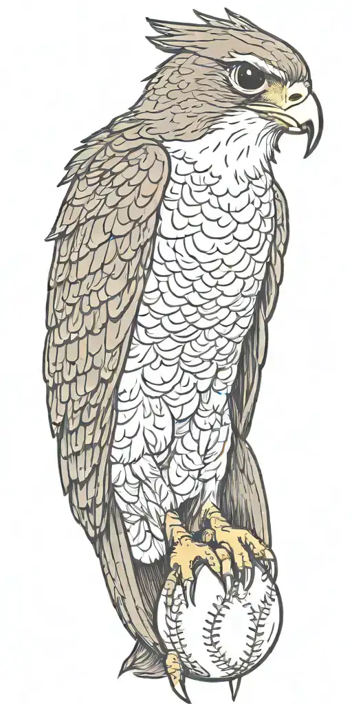 Falcon Wearing A Crown Holding A Giant Baseball