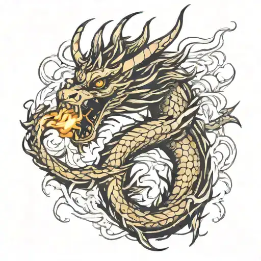 Golden Dragon Breathing Fire