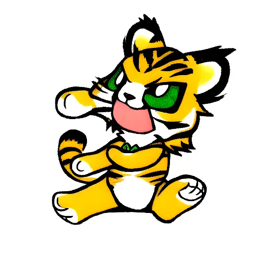 Cute Tiger Holding An Emerald