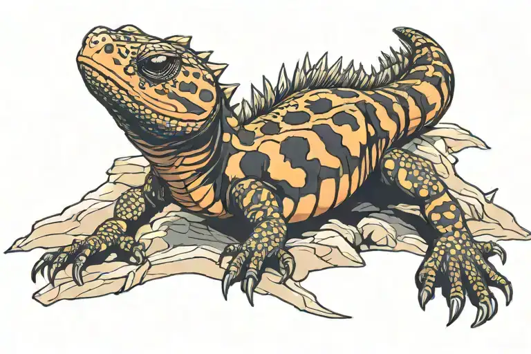 Gila Monster Sun Bathing