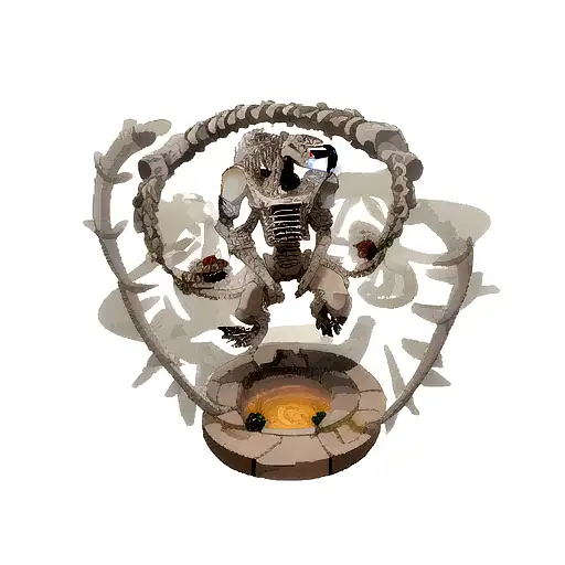 Dragon Made From Bones With Roses Curling On The Bones