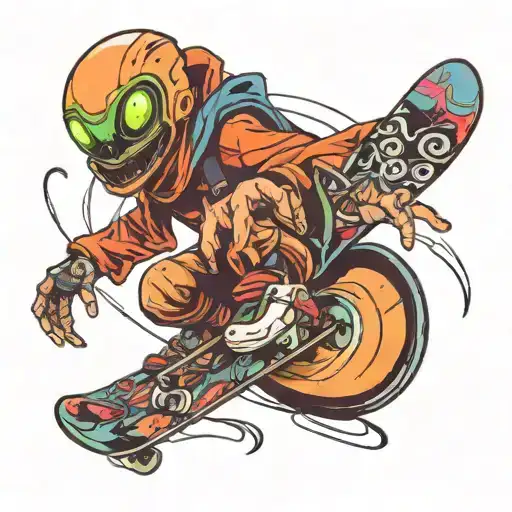Alien Shredding On A Snowboard