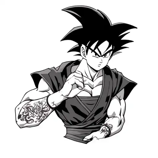 Dragonballz Gohan Tattoo Victorian Style Black And White