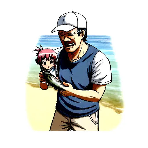 Father With His Daughter Fishing