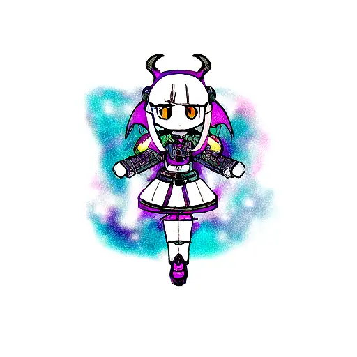 Dragon Gothic Girl In Space Colourful