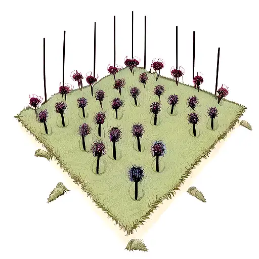 Attack On Titans Wall With A Field Of Spider Lillys Except 1 Is Blue