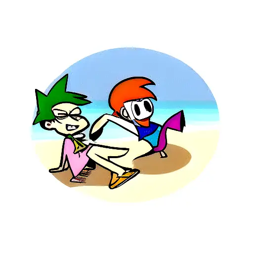 Phineas And Ferb On A Beach