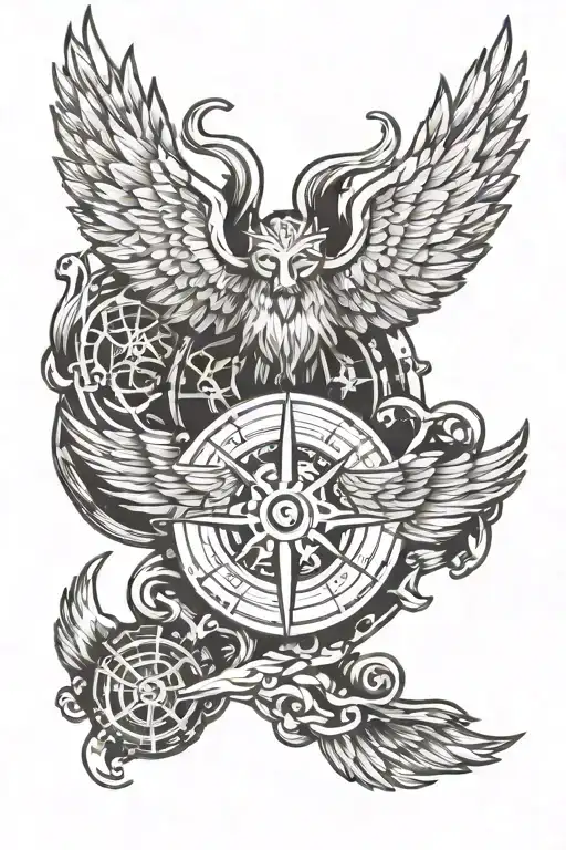 Vegvisir Symbol And Wings