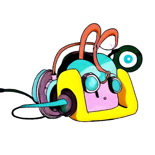 Octupus Enjoying Music On Headphones