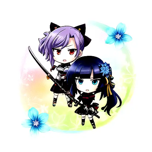 Katana And Blue Flower