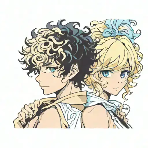 Black Curly Haired Hispanic Boy And A Blonde Short Haired Girl With Blue Eyes
