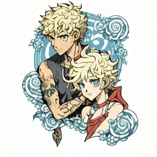 Black Curly Haired Hispanic Boy And A Blonde Short Haired Girl With Blue Eyes