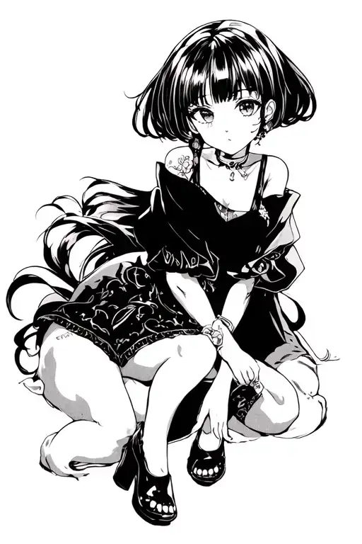 Black And White Anime Girl
