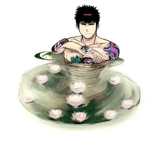 Guts Tattoo With Water Lilly