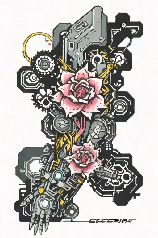 Cyberpunk Arm Sleeve Tattoo Design