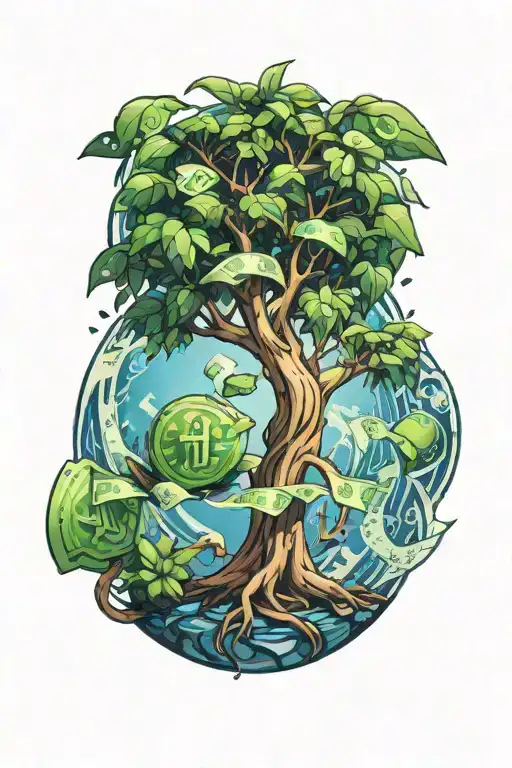 Money Tree Growing Tattoo