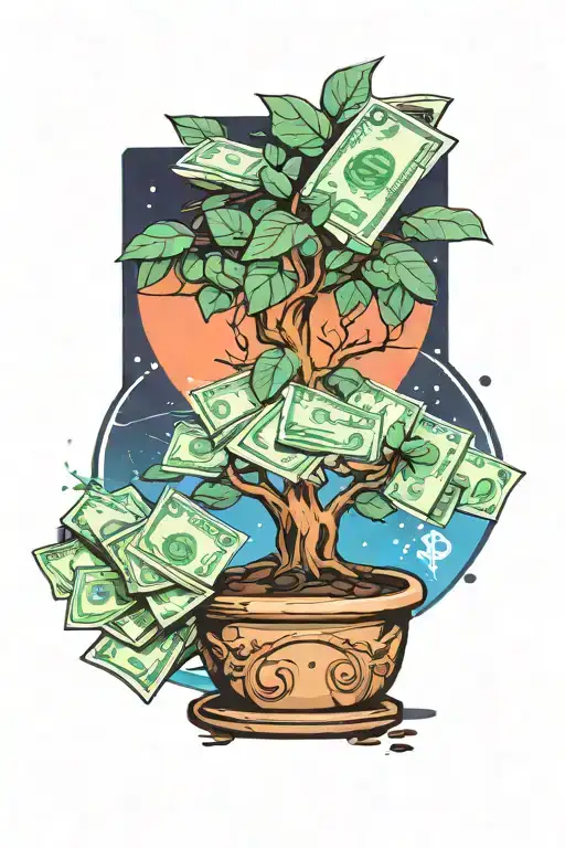 Money Tree Growing House Plants Tattoo