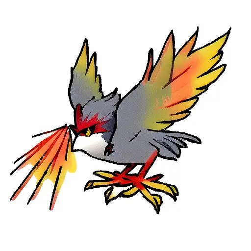 Small Phoenix Bird Rising From Ashes Origami Style