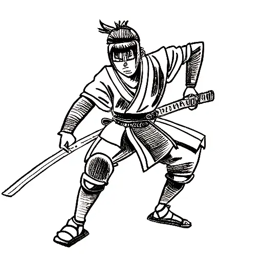 Samurai Leaning On Katana