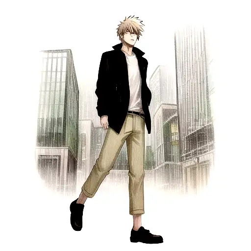 Guy In The City While It's Raining