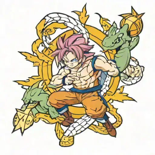 Tattoo Which Include The Fairy Tail Logo And The 4 Star Dragonball