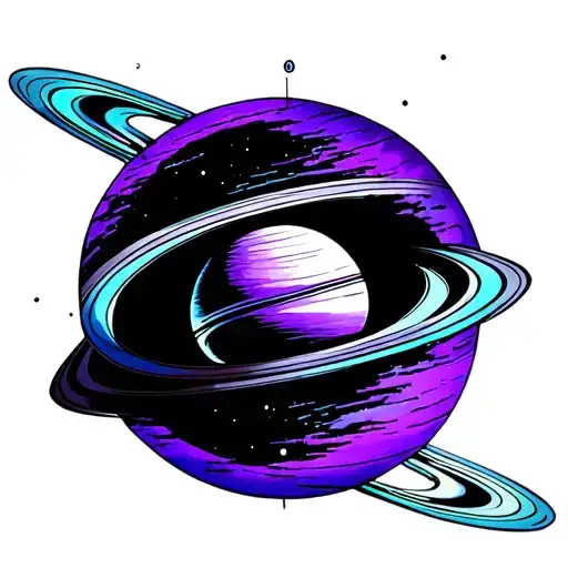 Saturn Planet What Is Acutela Style In Violet And Turquoise Colors