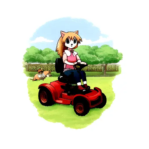 Bordeaux Dog On Riding Mower