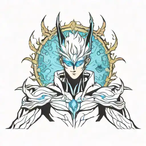 Solo Leveling Anime Jin Woo Upper Body With Glowing Eyes Mostly Black With Blue Eyes Minimalist