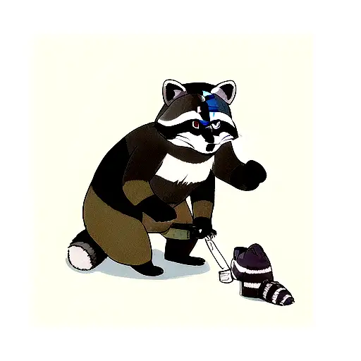 A Raccoon And Her Human Father Committing A Crime