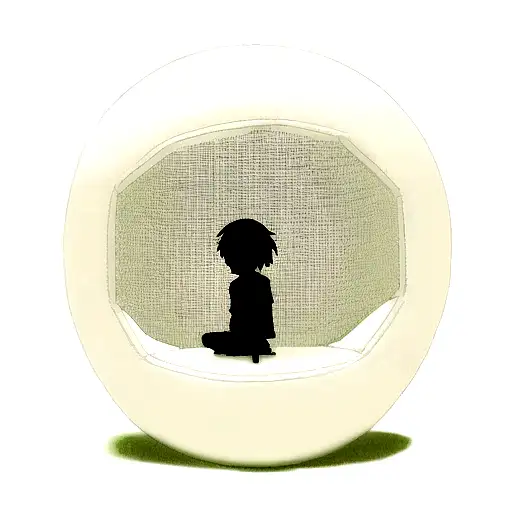 Silhouette Of Little Kid Sitting With Soccer Ball Facing The Back With A Goal In Front Of Them