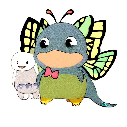 A Cute Dinosaur And A Little Butterfly