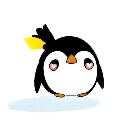 Penguin With Black Outline Love