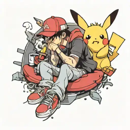 Sleepy Relaxo And Pikachu Snorting A Line