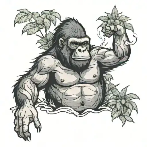 Gorilla Smoking Weed