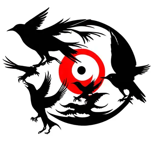 Uchiha Clan Sharingan With Crows And Moon