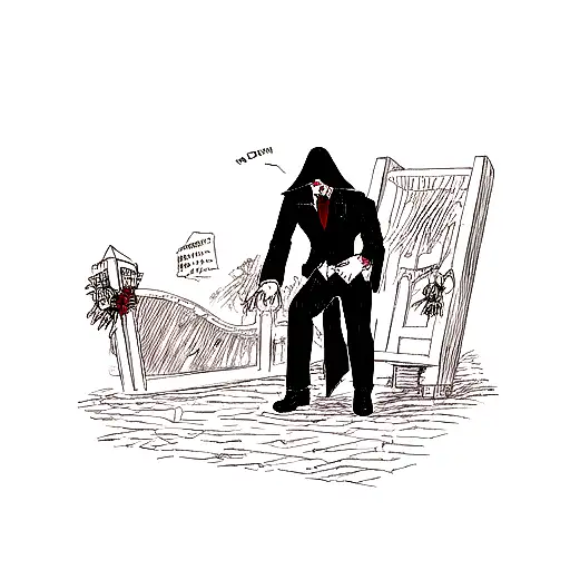 The Grim Reaper Dancing With A Woman In Front Of A Coffin