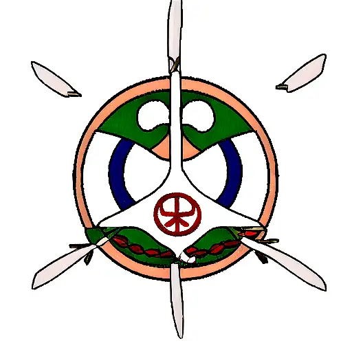 Peace Symbol With Japanese Waves And Fires