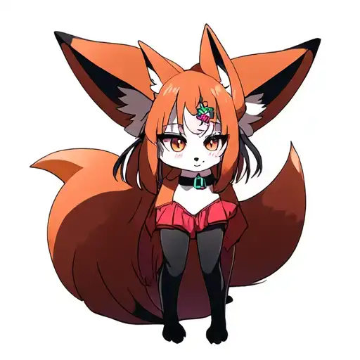 Anime Girl Fox In Full Height With