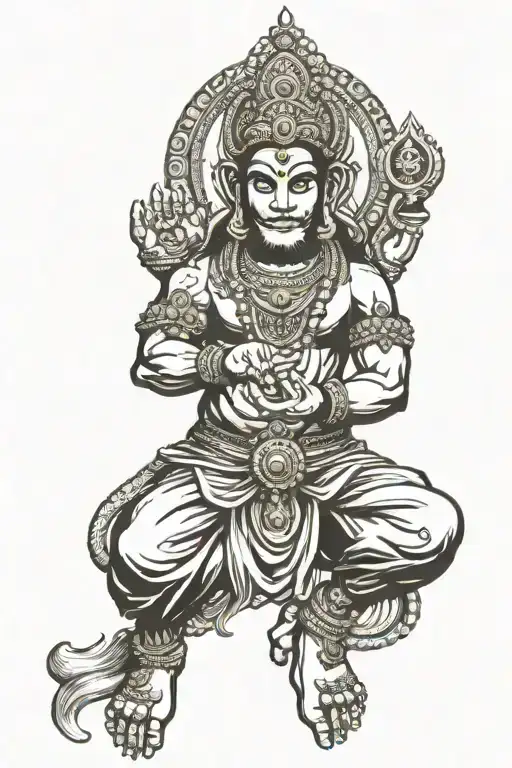 Hanuman Gada And Krihsna Sudarshan Chakra In Finger