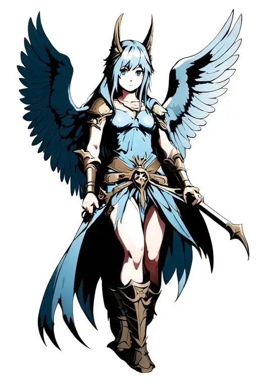Anime Warrior With Angel Wings
